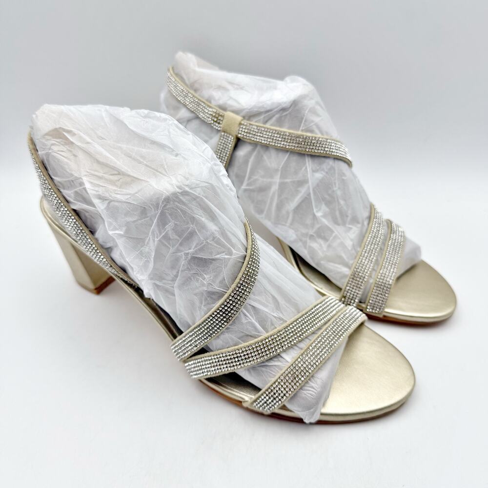 Naturalizer Womens Vanessa Sandal Heels Size 8 Gold Champagne Rhinestone NIB - Picture 6 of 13
